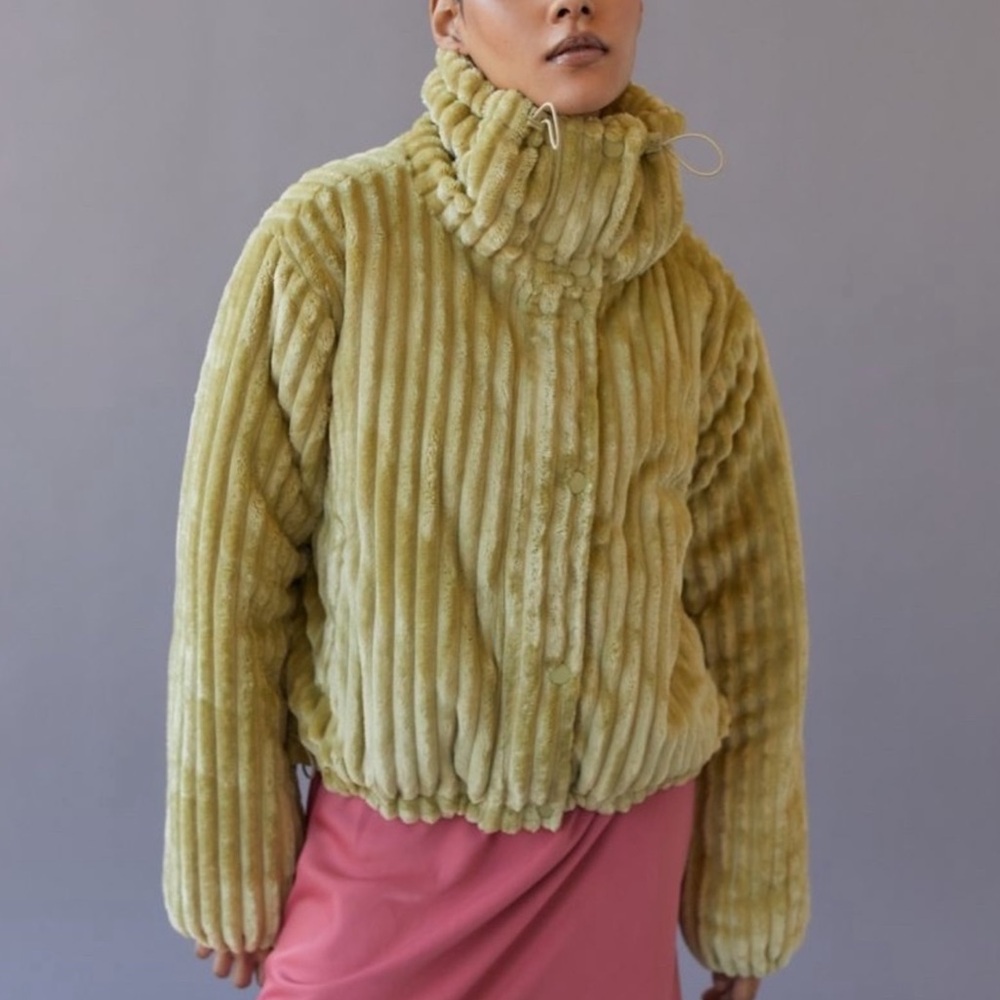 BDG Isla Funnel Neck Corduroy Jacket In Green